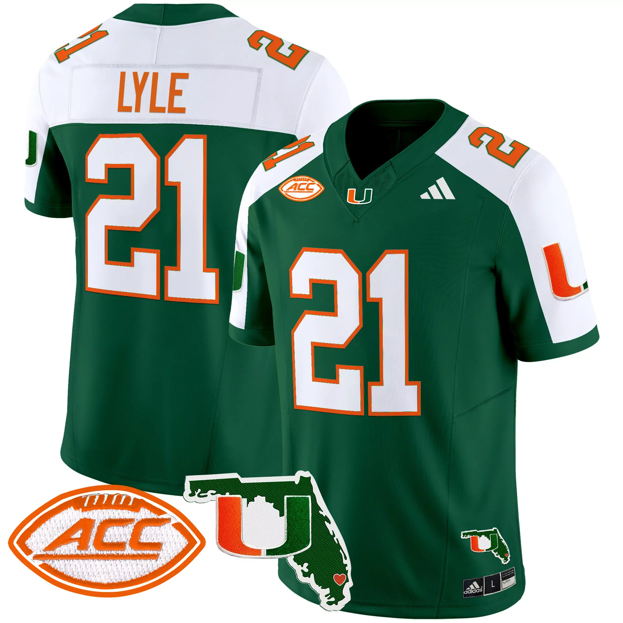 lyle 21 men s orange vapor jersey all stitched acc patch miami hurricanes 2025