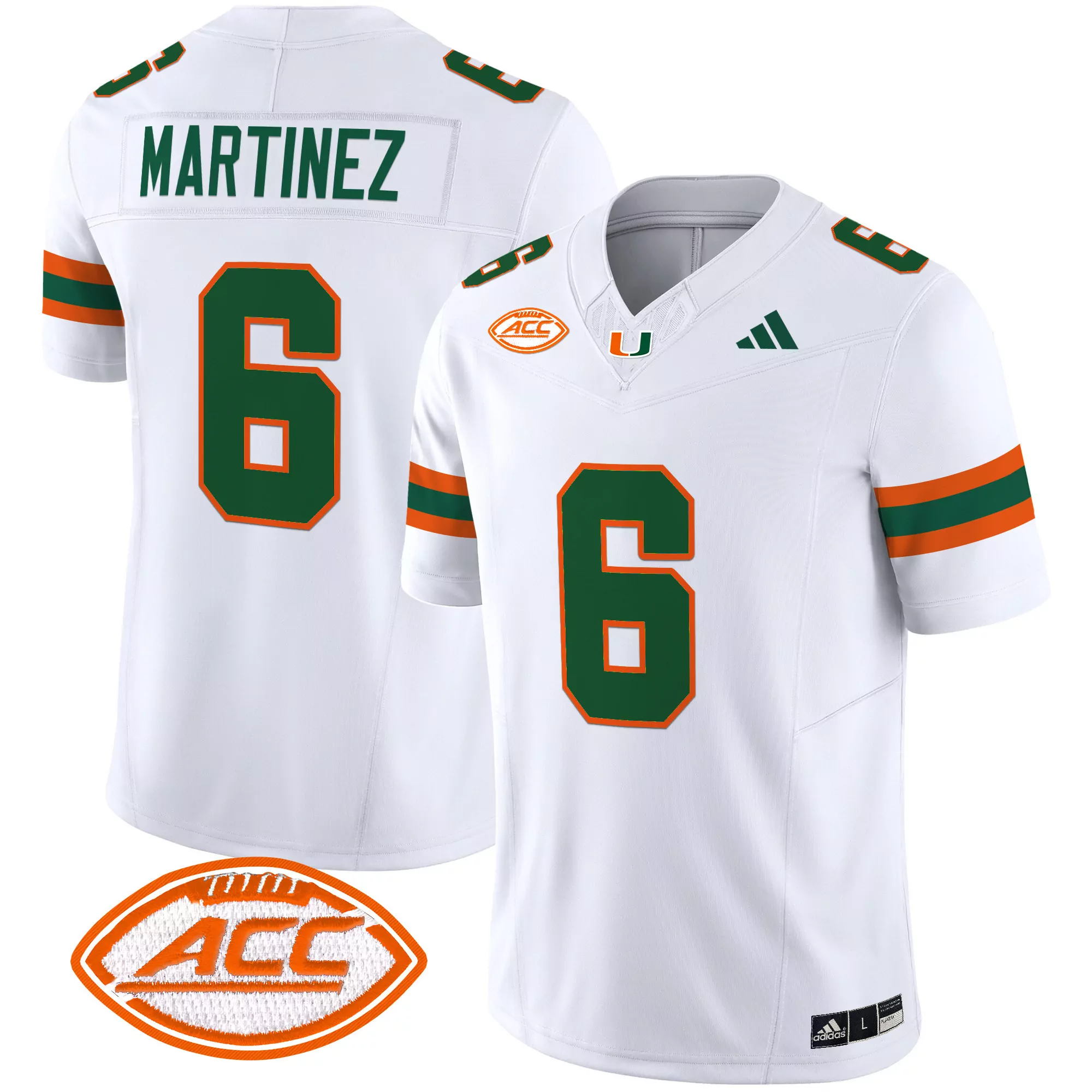 martinez 6 men s vapor limited jersey orange miami hurricanes 2025 acc patch all stitched