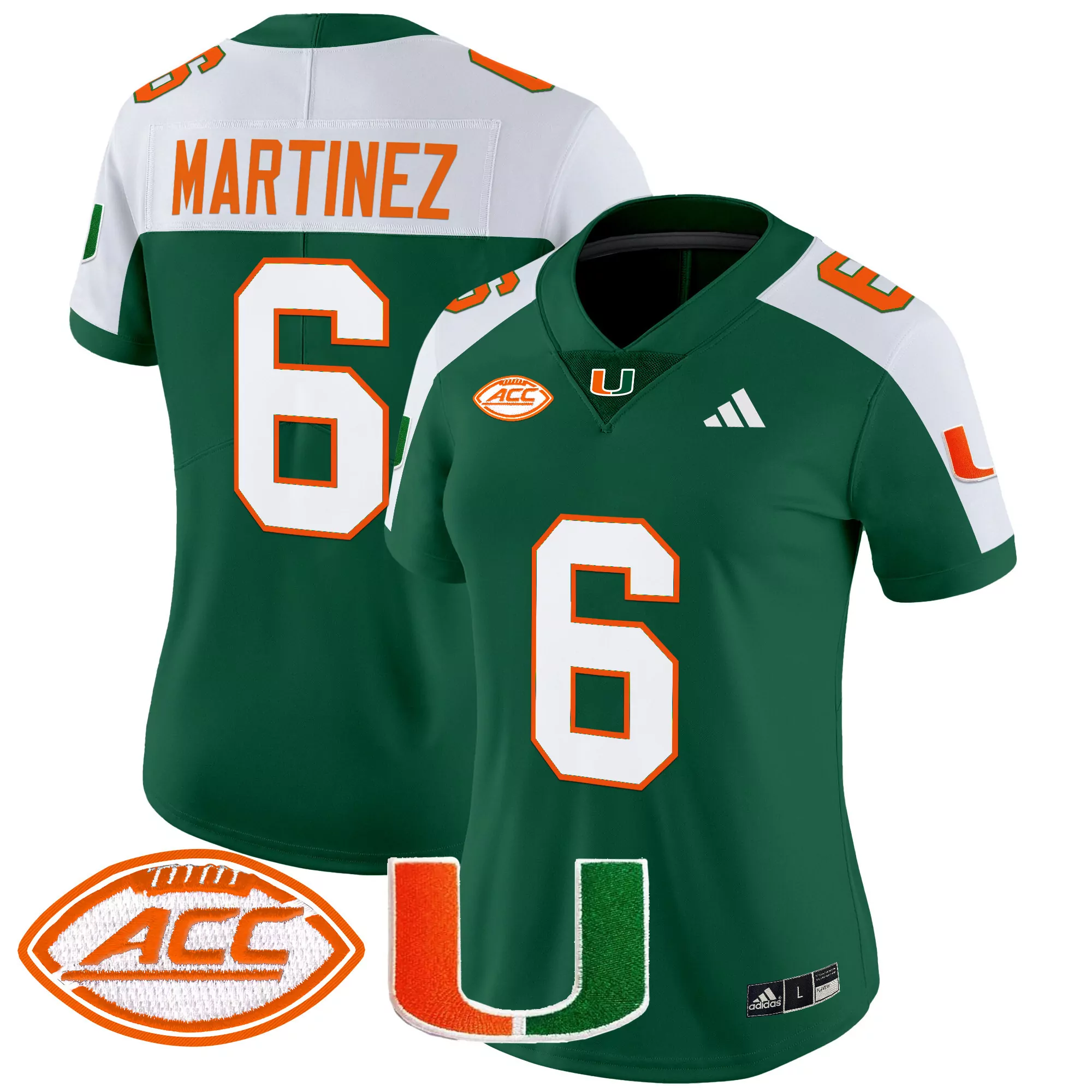 martinez 6 women s miami hurricanes 2025 orange vapor stitched jersey with acc patch