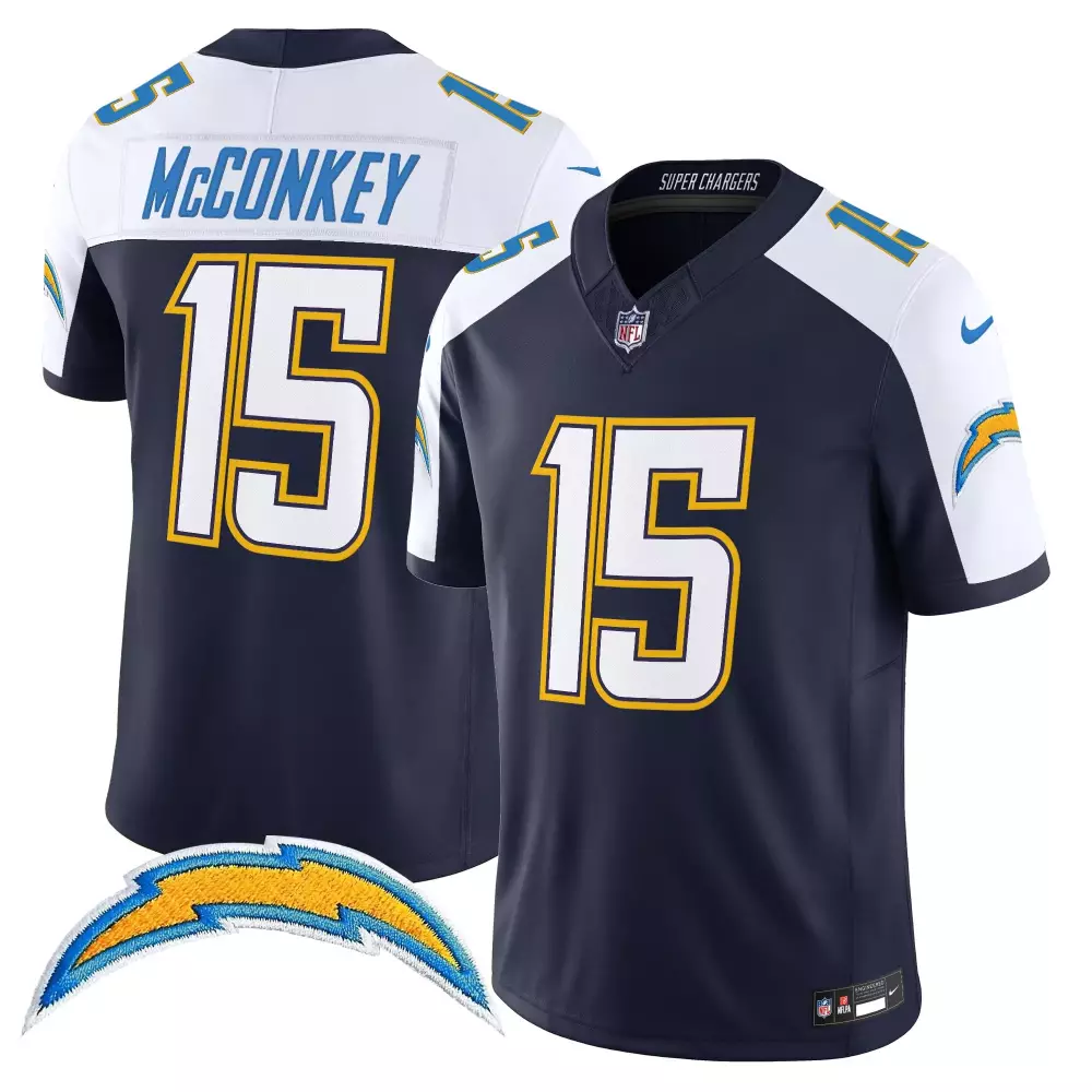 McConkey 15 Los Angeles Chargers Stitched Vapor Jersey 2025 | Navy Alternate Patch | Limited Edition Fan Gear | For Men, Women & Youth
