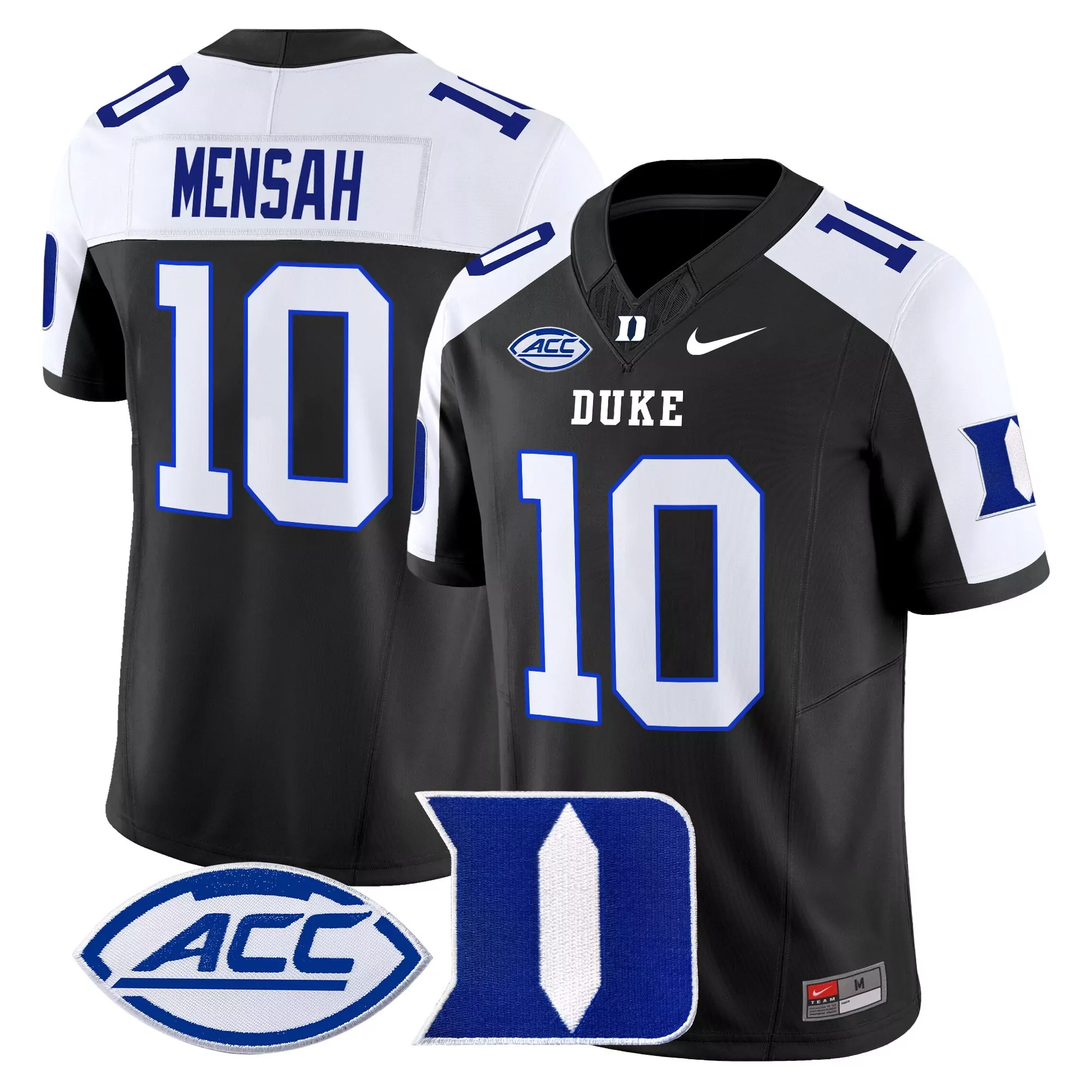 mens mensah 10 duke blue devils black vapor jersey all stitched acc patch 2025