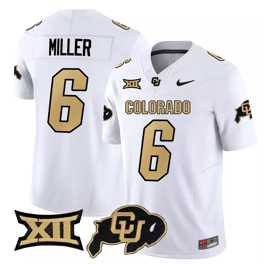 Miller 6 Men's White Colorado Buffaloes 2025 Vapor Limited Jersey | All Stitched Embroidered XII Patch | Fan Gear for Game Day | For Men, Women & Youth