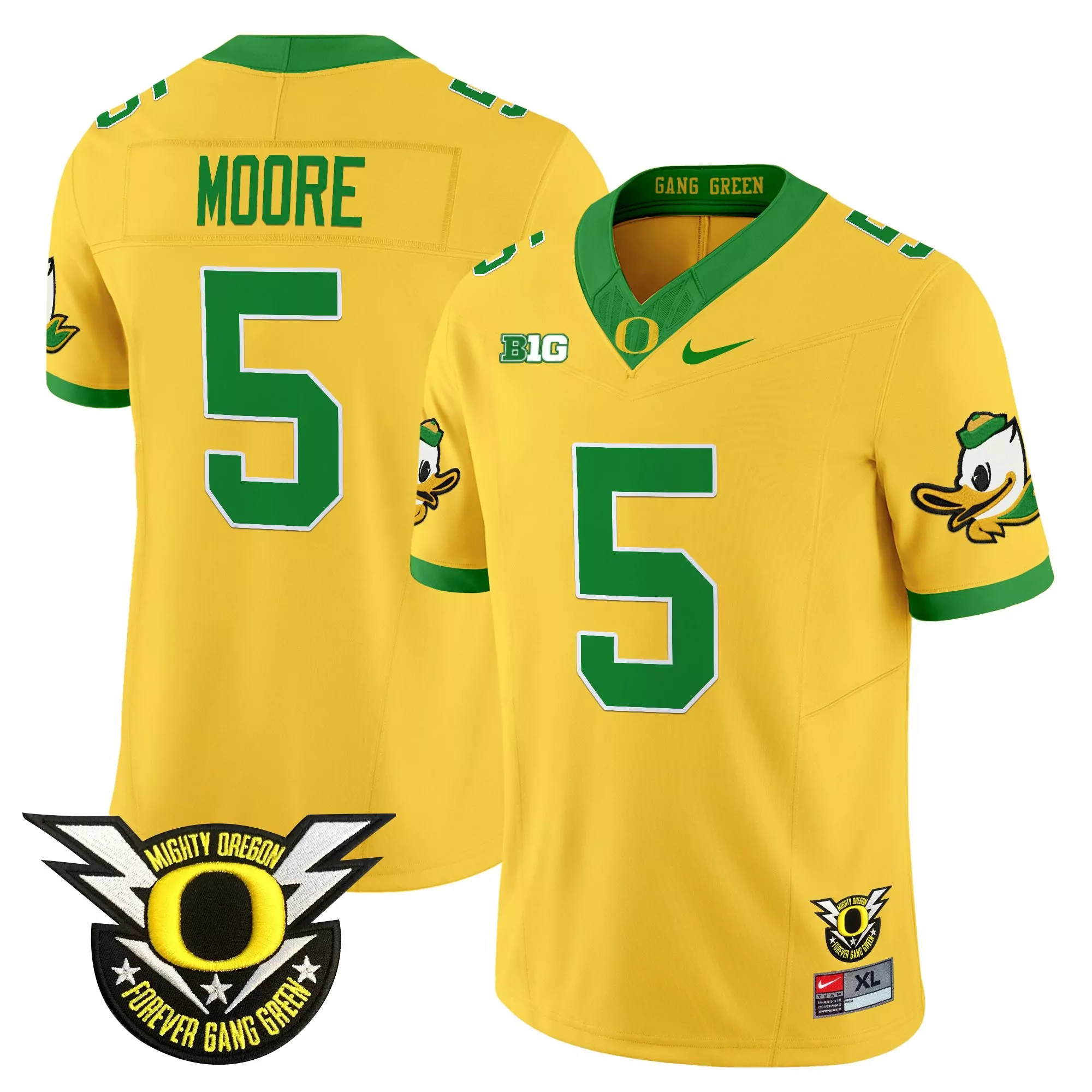 moore 5 men s vapor jersey all stitched oregon ducks yellow embroidered patch 2025