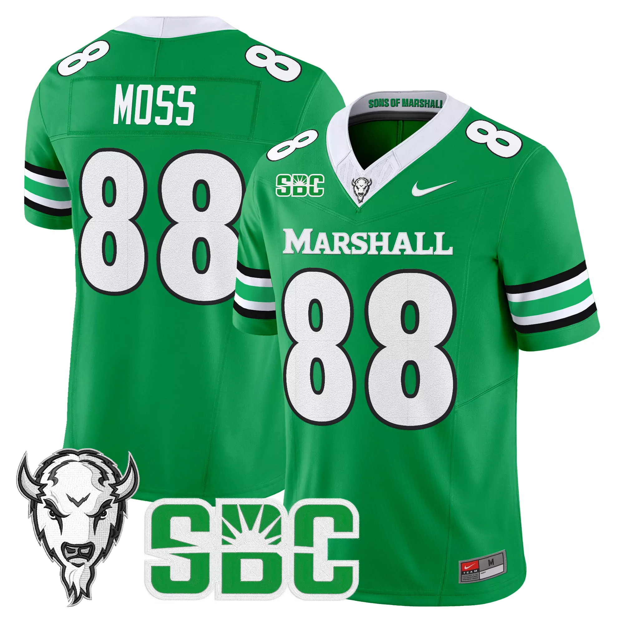marshall thundering herd white vapor jersey stitched sons of marshall patch 2023 men s style 00