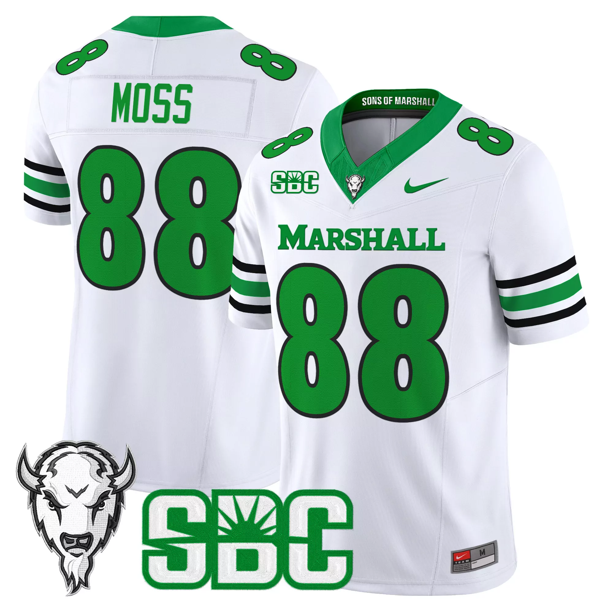 marshall thundering herd white vapor jersey stitched sons of marshall patch 2023 men s style 00