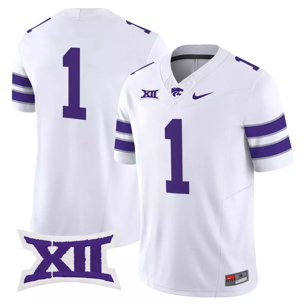 Kansas State Wildcats Men's White Vapor Stitched Jersey | 2025 Big 12 Patch | For Men, Women & Youth