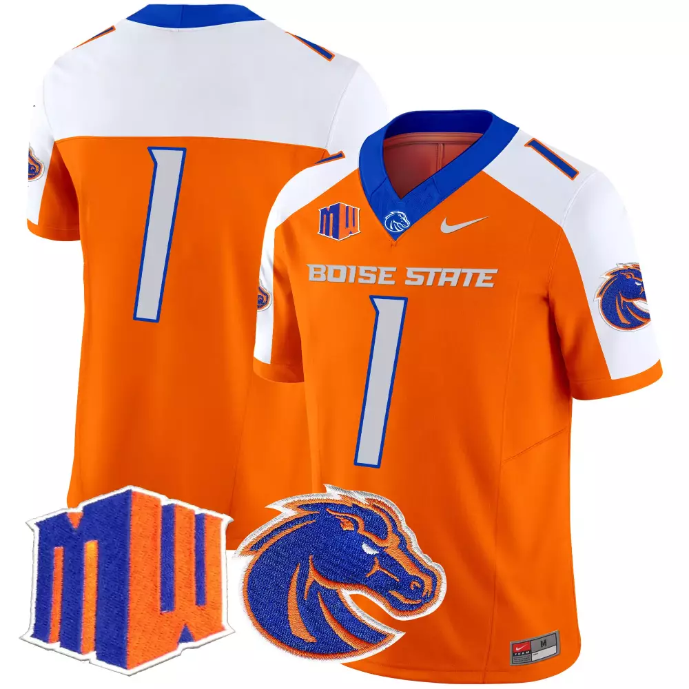 player unknown number 1 men s boise state broncos black vapor stitched jersey with embroidered mw patch 2025
