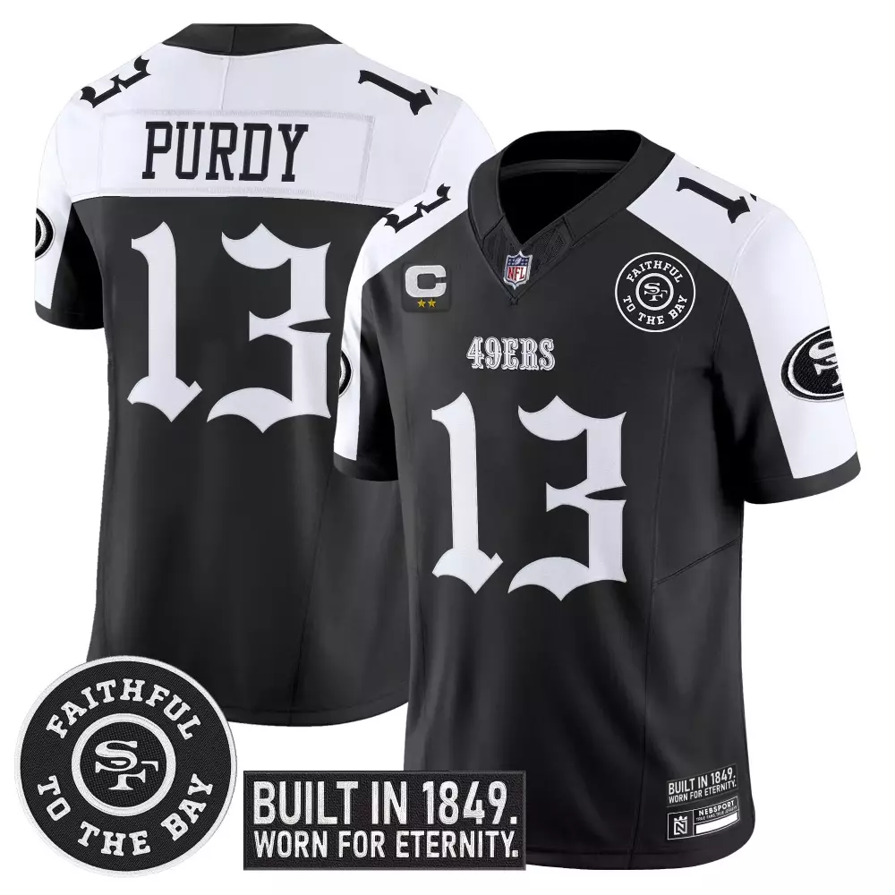 Purdy 13 San Francisco 49ers Black All Stitched Vapor Jersey | 2022 75th Patch | Limited Edition Fan Gear | For Men, Women & Youth