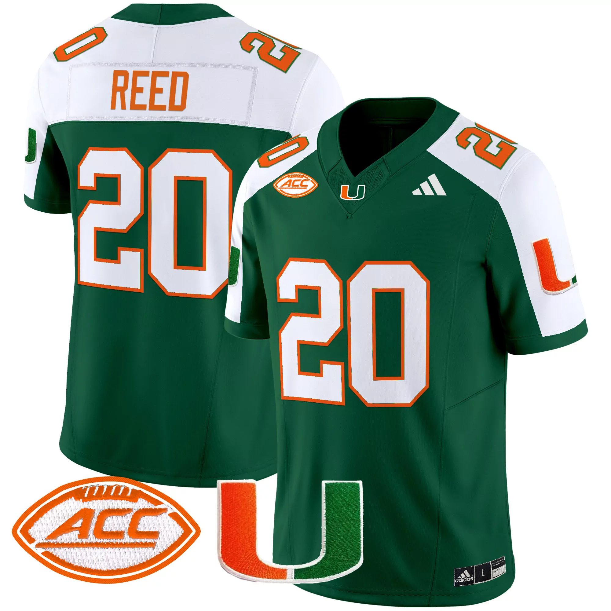 reed 20 men s miami hurricanes 2025 vapor limited jersey all stitched acc patch orange