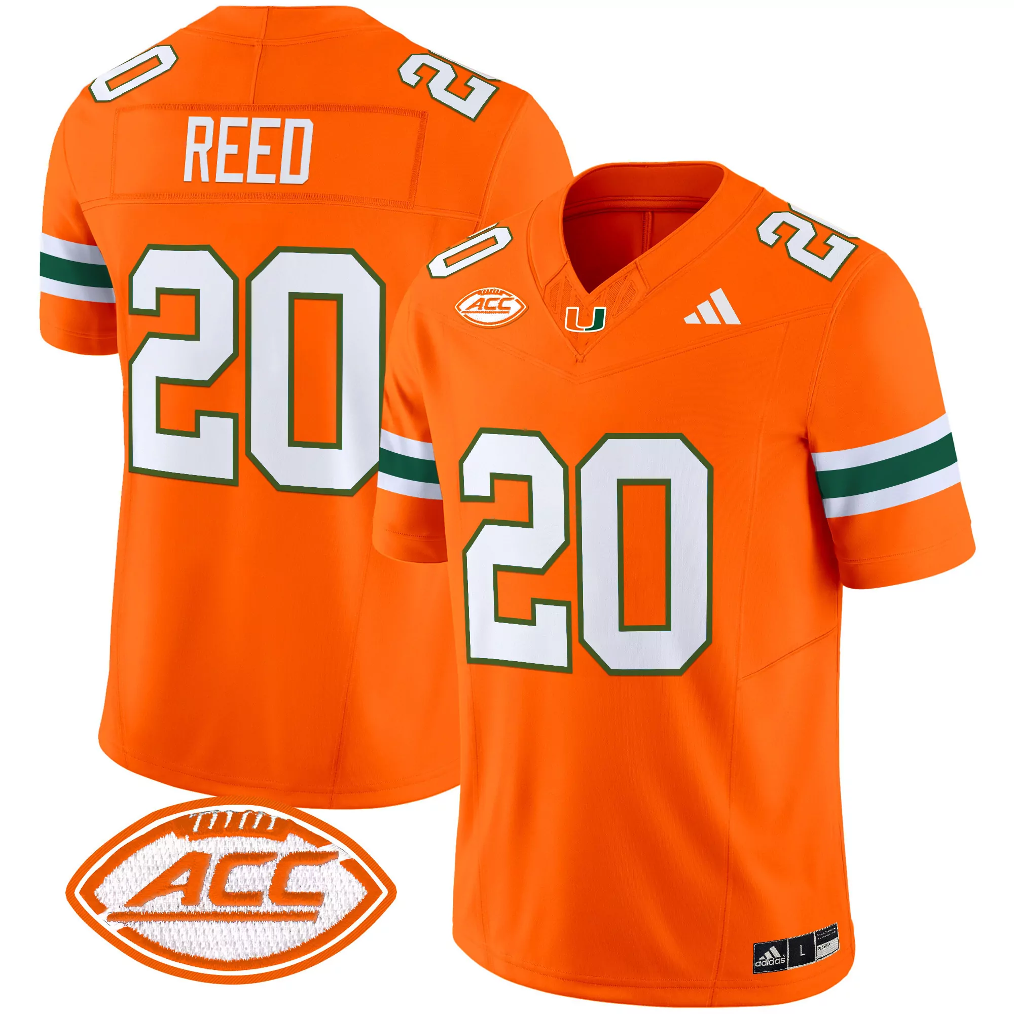 reed 20 men s miami hurricanes 2025 vapor limited jersey all stitched acc patch orange