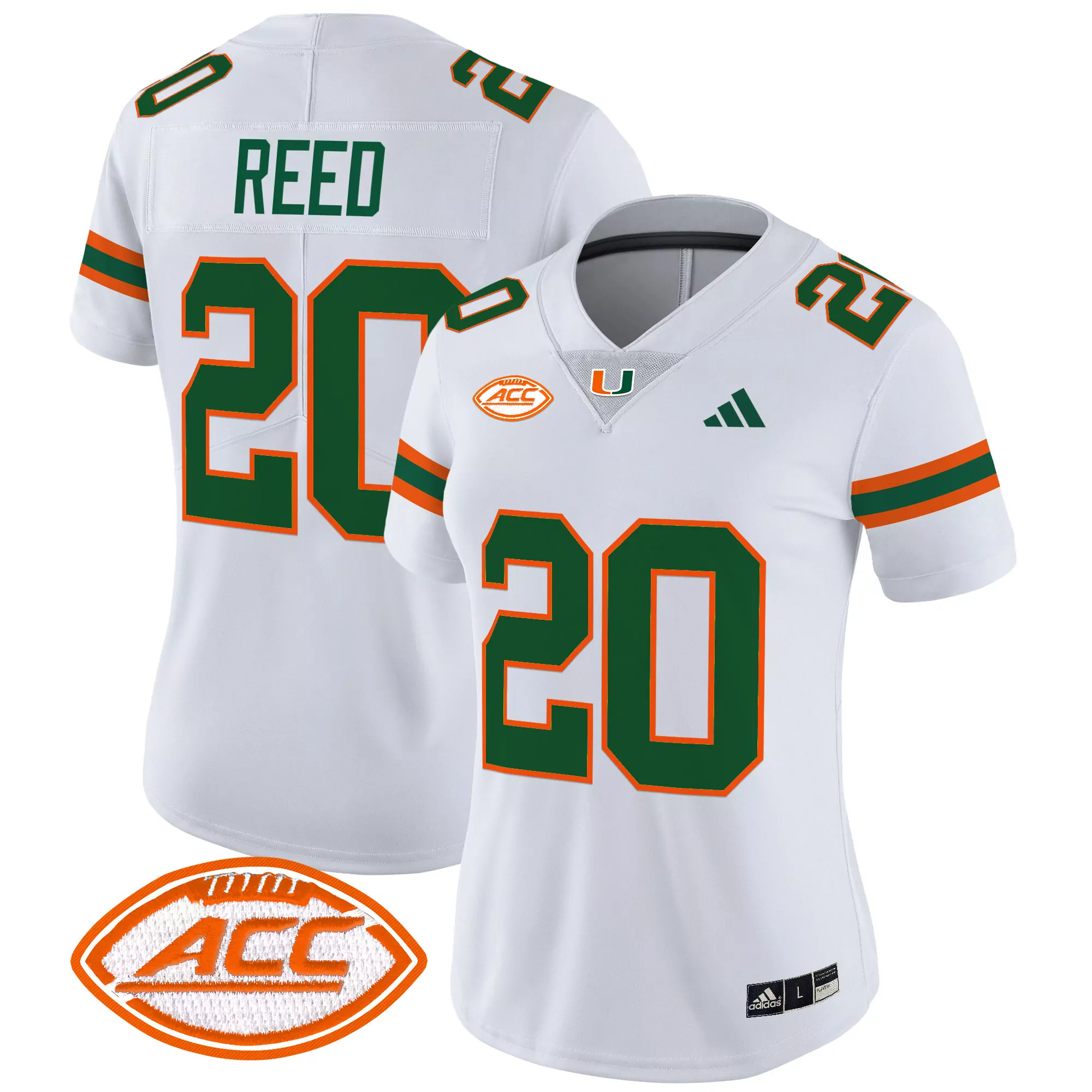 reed 20 women s miami hurricanes green vapor stitched jersey with florida patch 2025 1