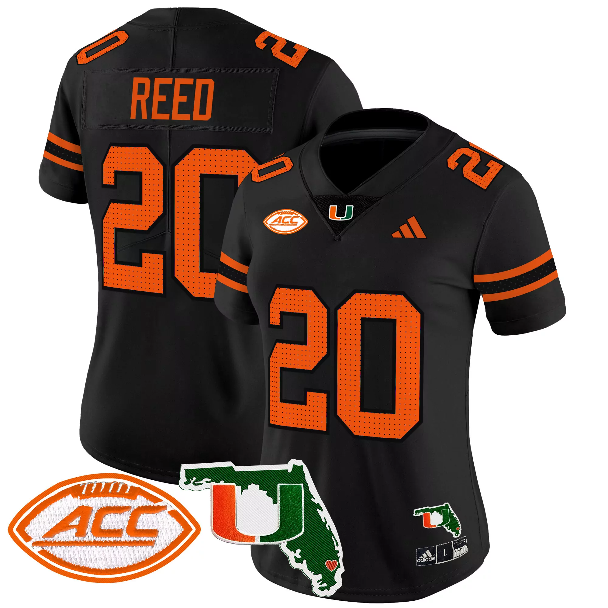 reed 20 women s miami hurricanes white vapor stitched jersey with florida patch 2025