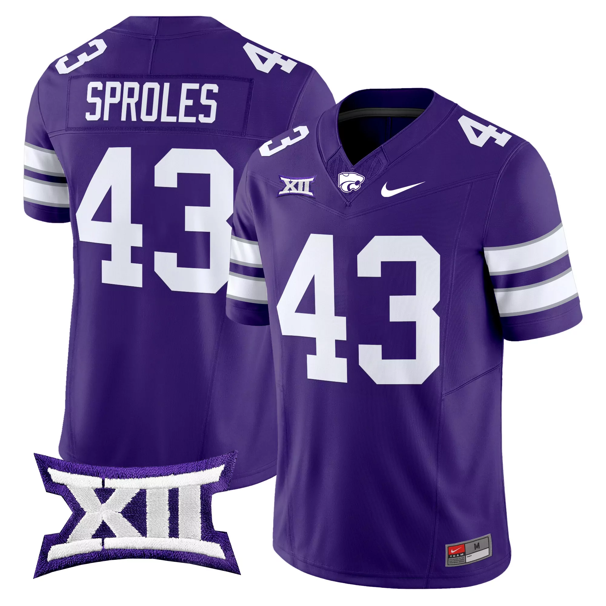 sproles 43 men s purple vapor stitched jersey with xi patch kansas state wildcats 2025