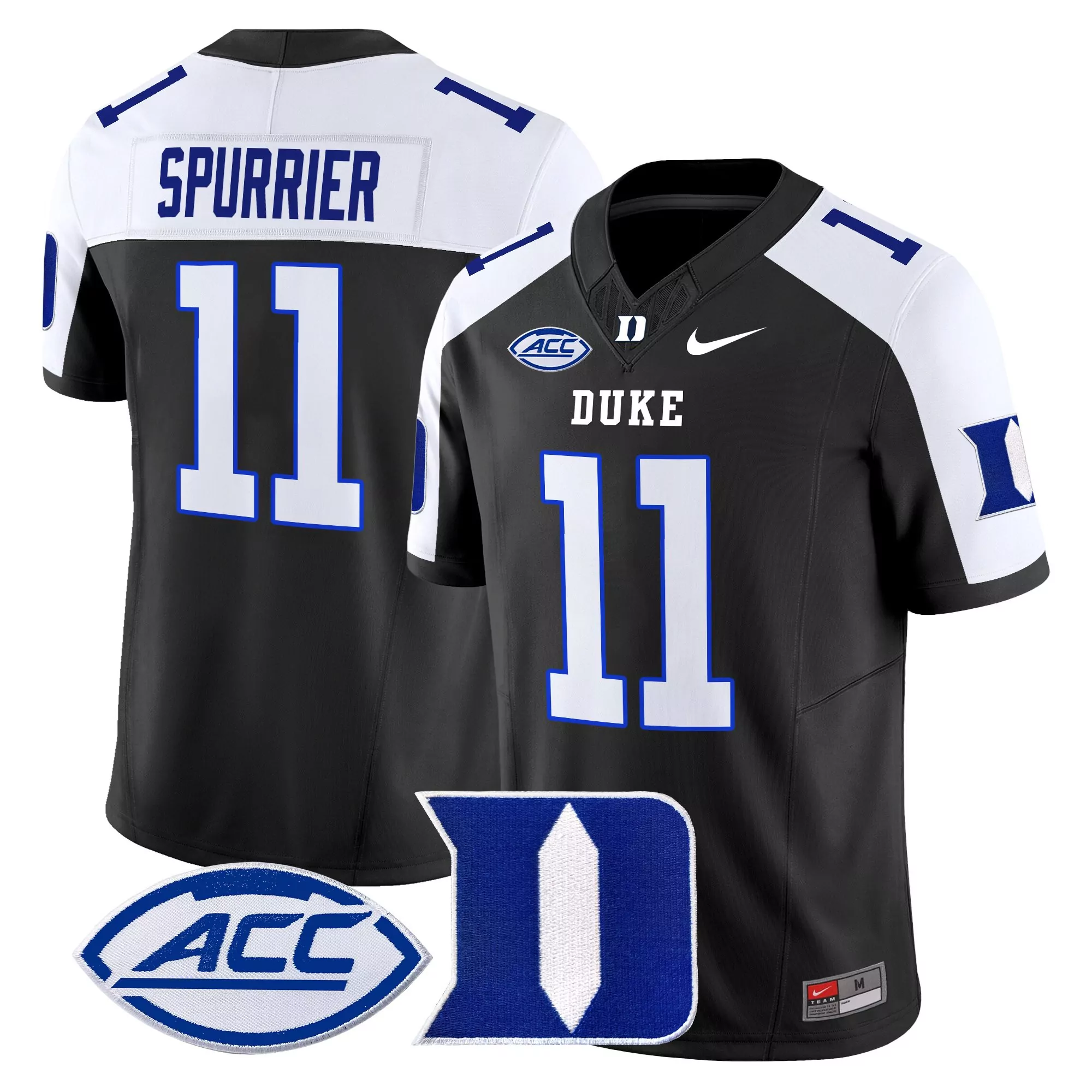 Spurrier 11 Duke Blue Devils Men'S Black Stitched Jersey With Name Patch 2025