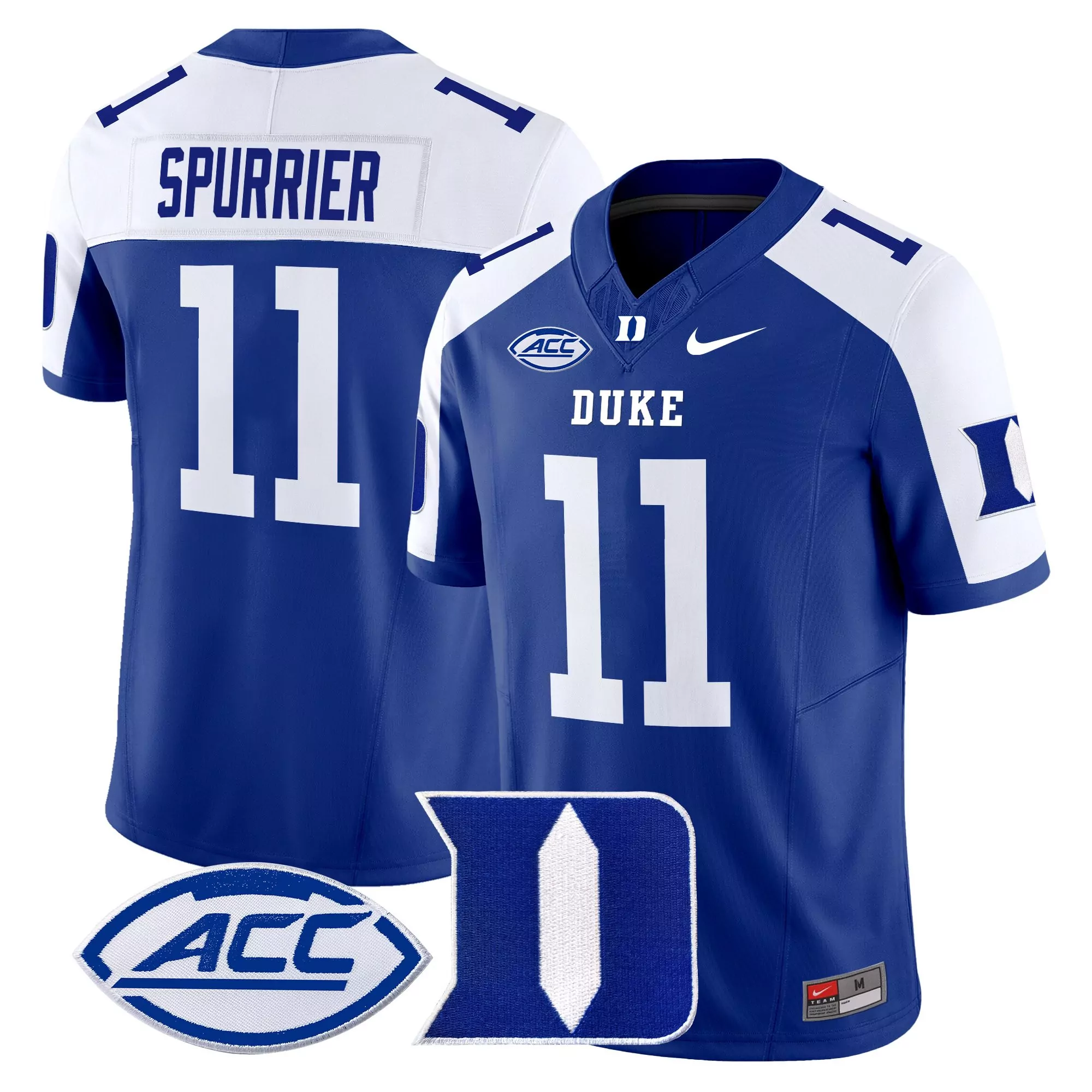 Spurrier 11 Duke Blue Devils Men'S Black Stitched Jersey With Name Patch 2025