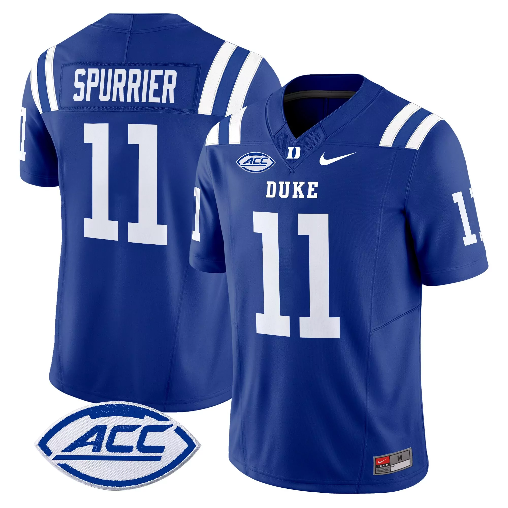 Spurrier 11 Duke Blue Devils Men'S Black Stitched Jersey With Name Patch 2025