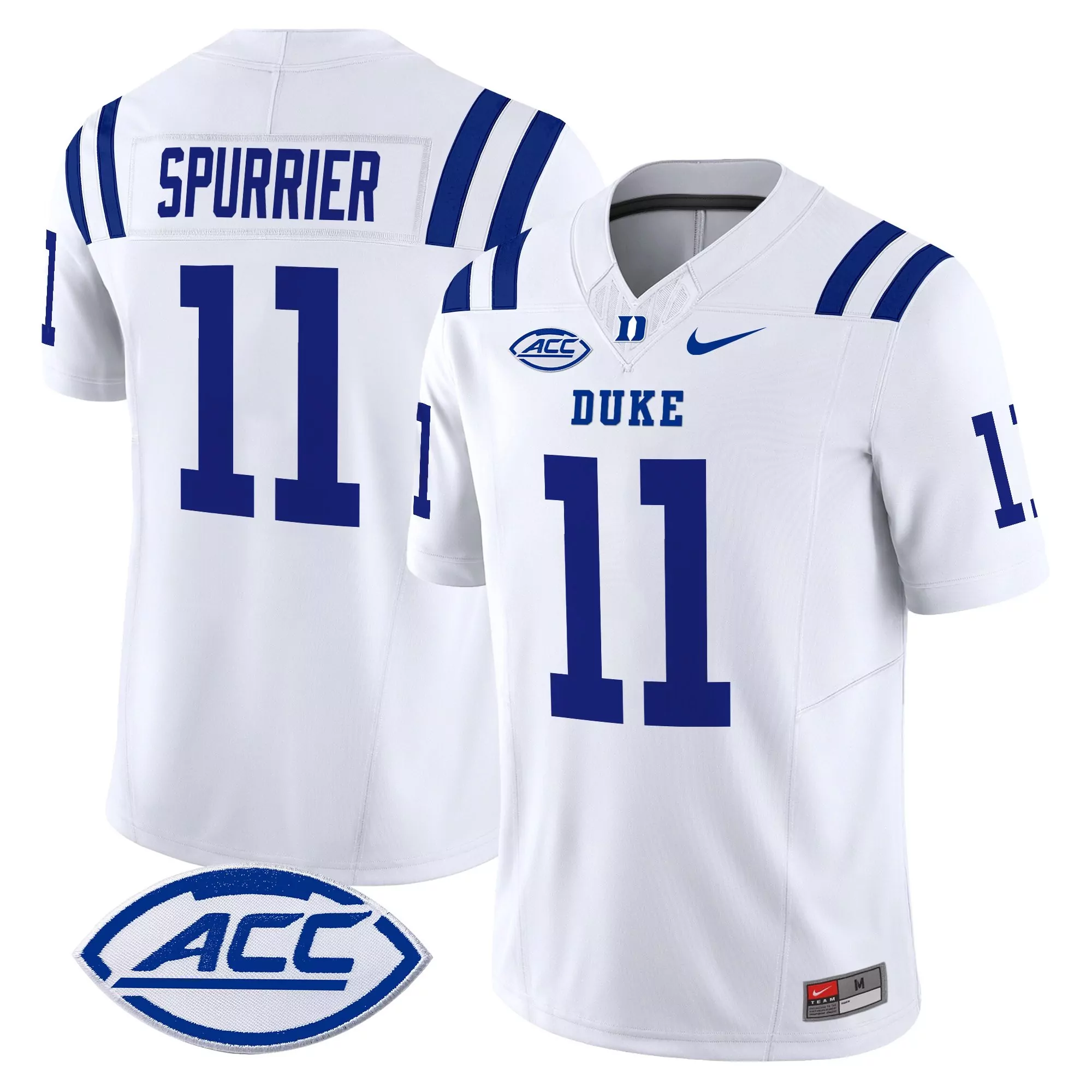 spurrier 11 men s duke blue devils white vapor jersey acc embroidered 2025