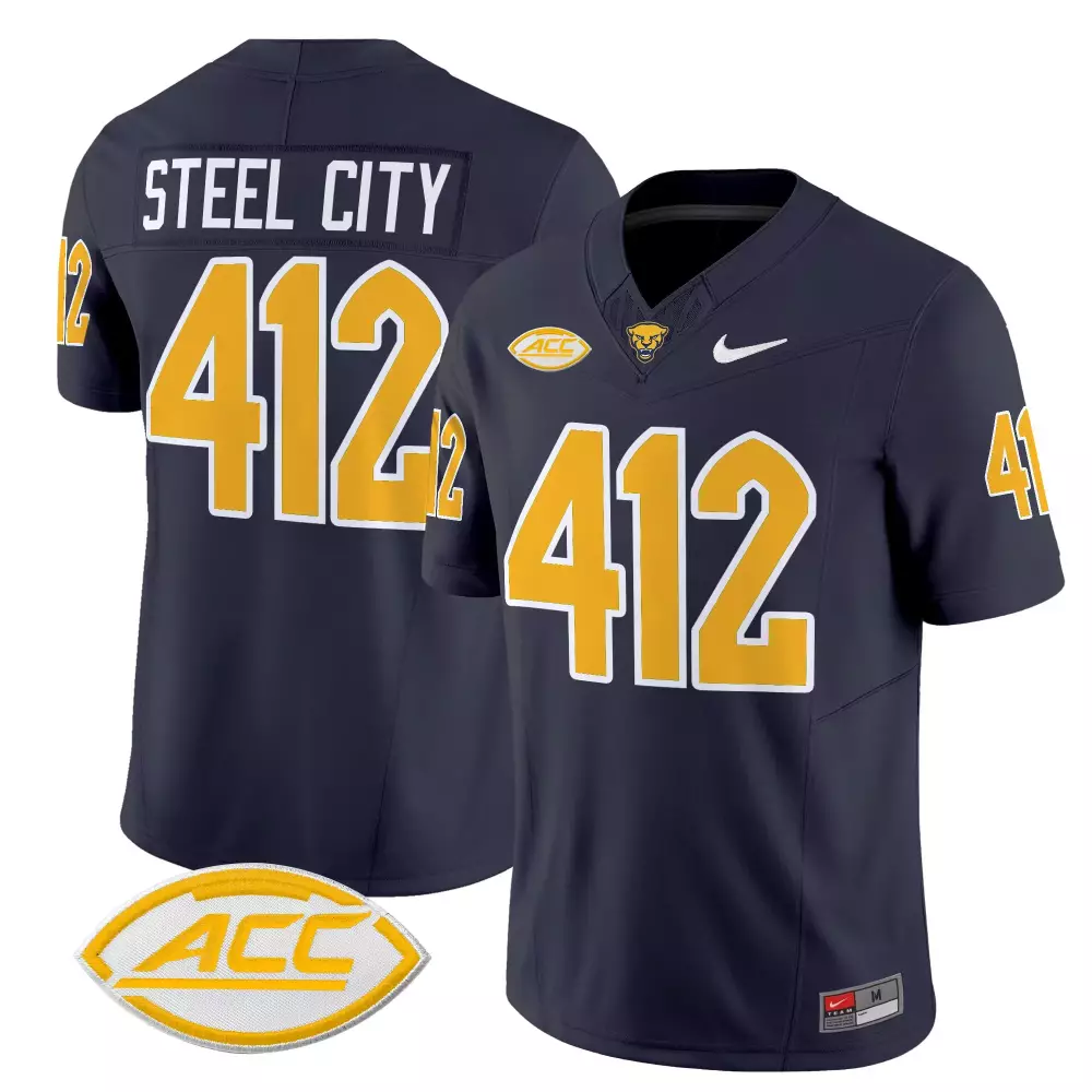 Steel City 412 Men's Blue Stitched Jersey | Name Patch ACC 2025 | Replica Fan Gear | For Men, Women & Youth