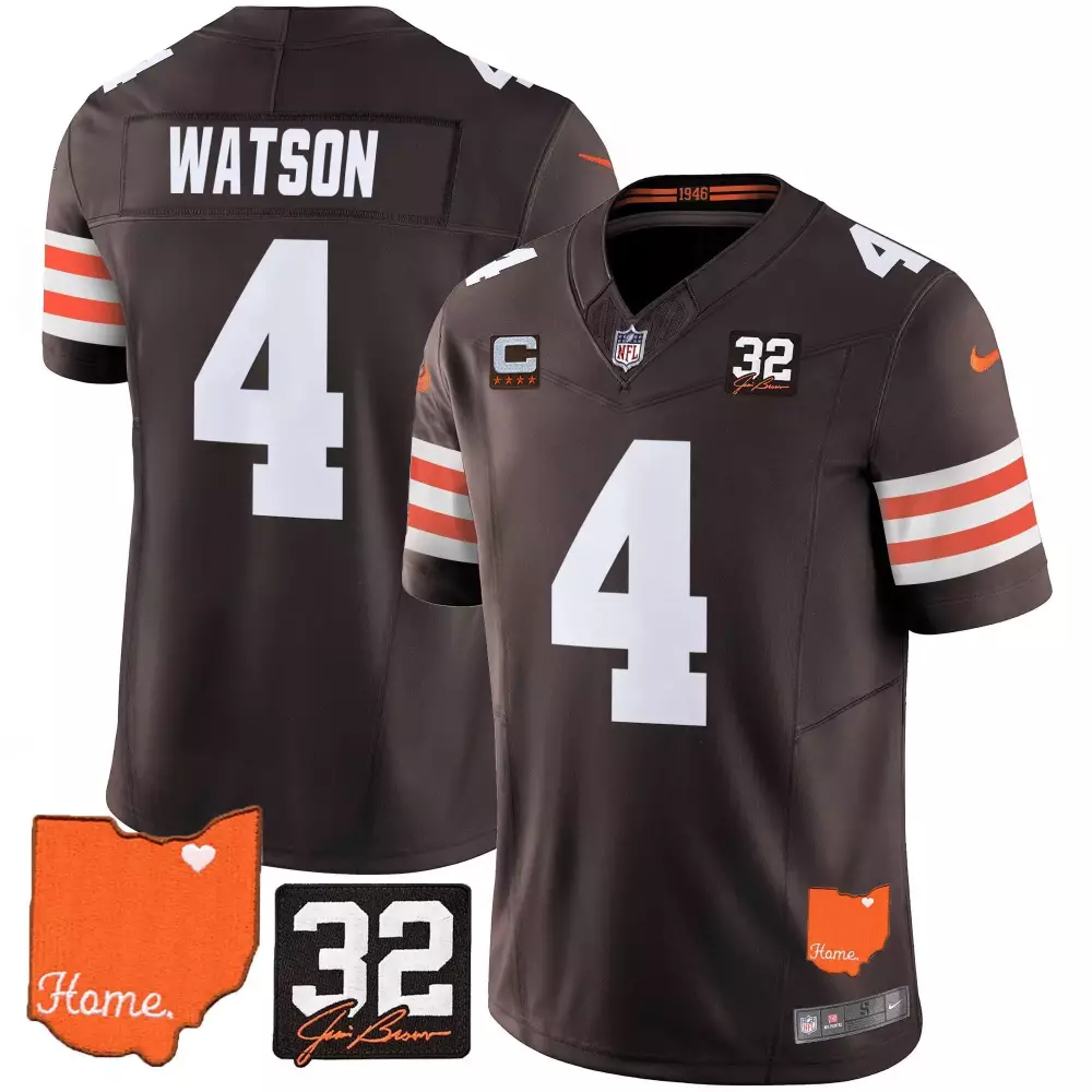 watson 4 cleveland browns white all stitched jersey name patch 1946 men s style