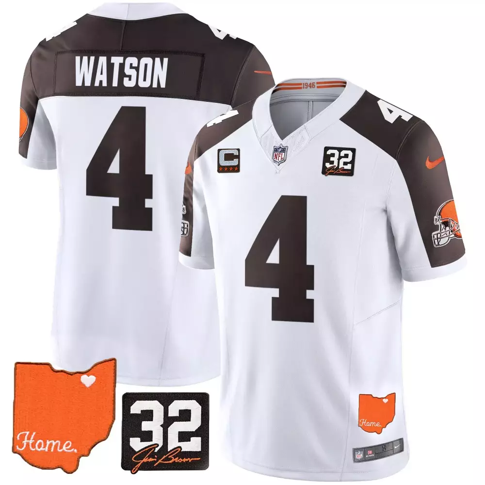watson 4 cleveland browns white all stitched jersey name patch 1946 men s style