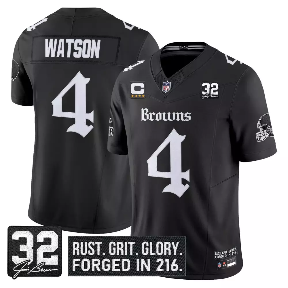 Watson 4 Cleveland Browns 2022 Black Vapor Jersey | Limited Edition with Embroidered Patch | For Men, Women & Youth