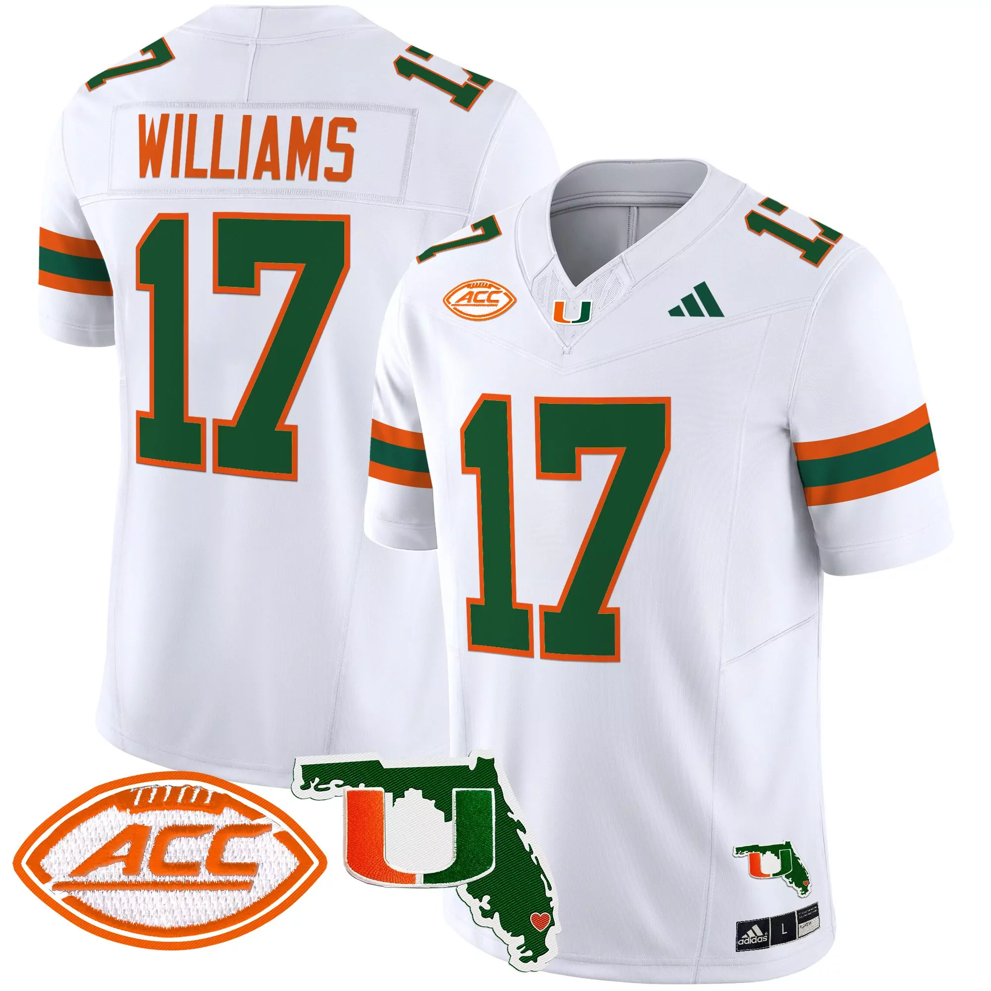 williams 17 men s stitched vapor jersey miami hurricanes orange 2025 acc patch