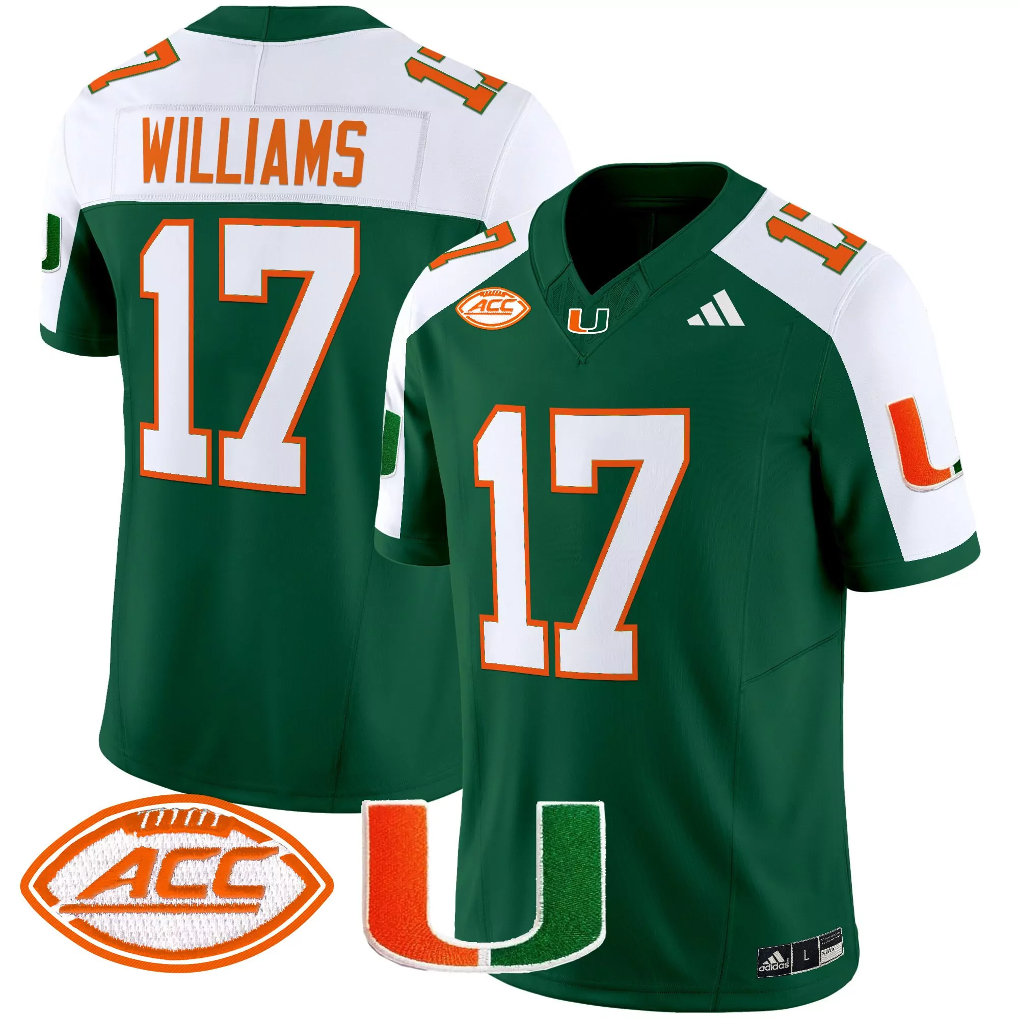 williams 17 men s stitched vapor jersey miami hurricanes orange 2025 acc patch