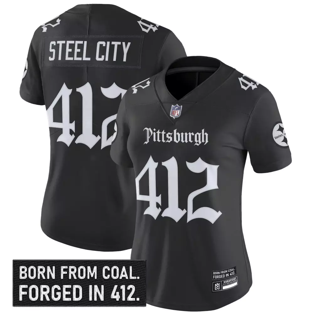 Pittsburgh Steelers Women's Gothic Steel City Edition Vapor Jersey | Stylish Fan Gear for Game Day | For Men, Women & Youth