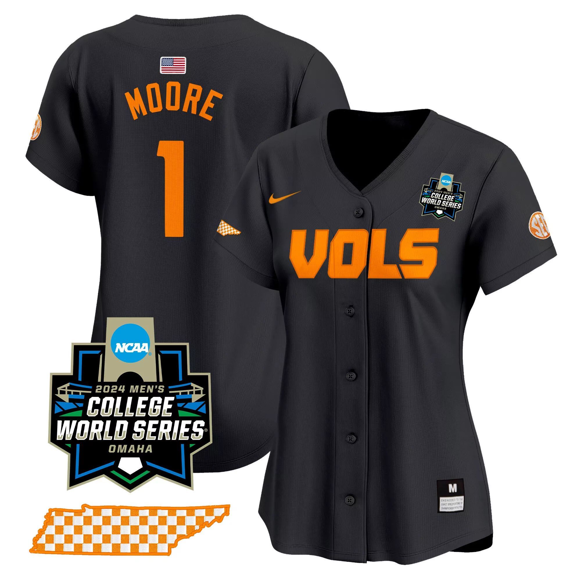 women s tennessee volunteers black stitched jersey hooker 5 sec edition 2023