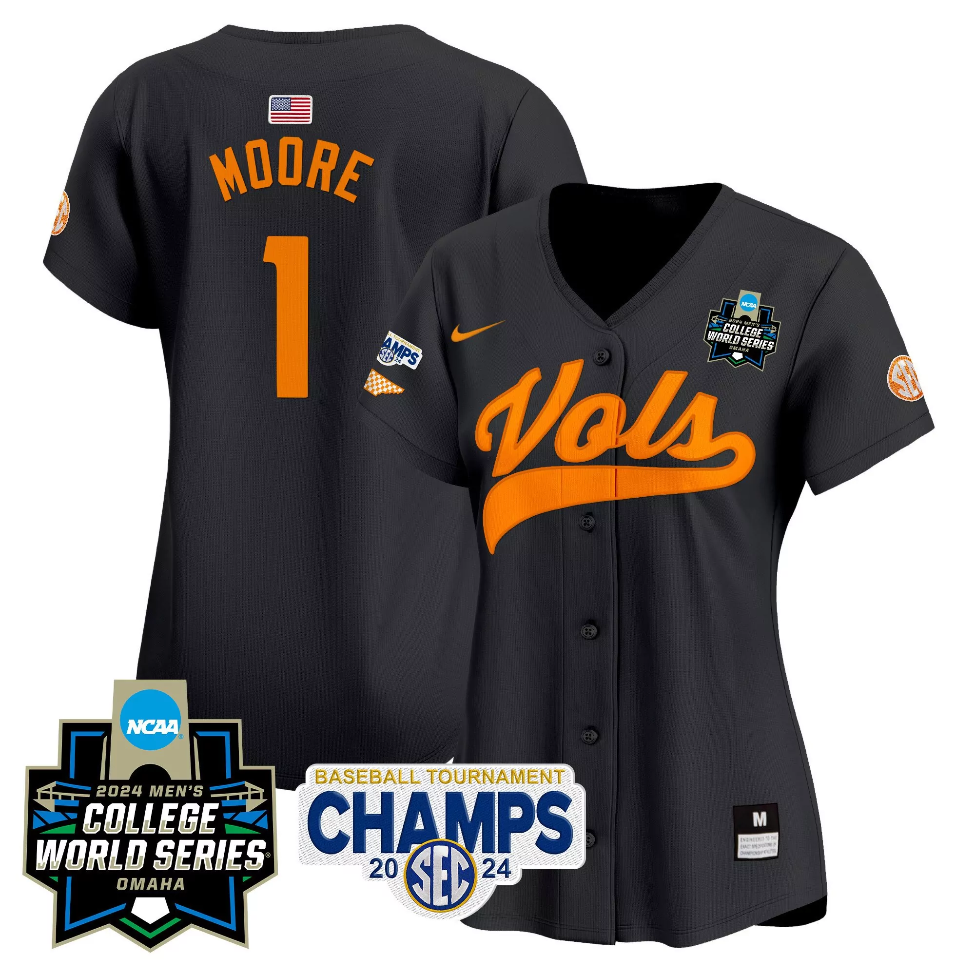 women s tennessee volunteers black stitched jersey hooker 5 sec edition 2023