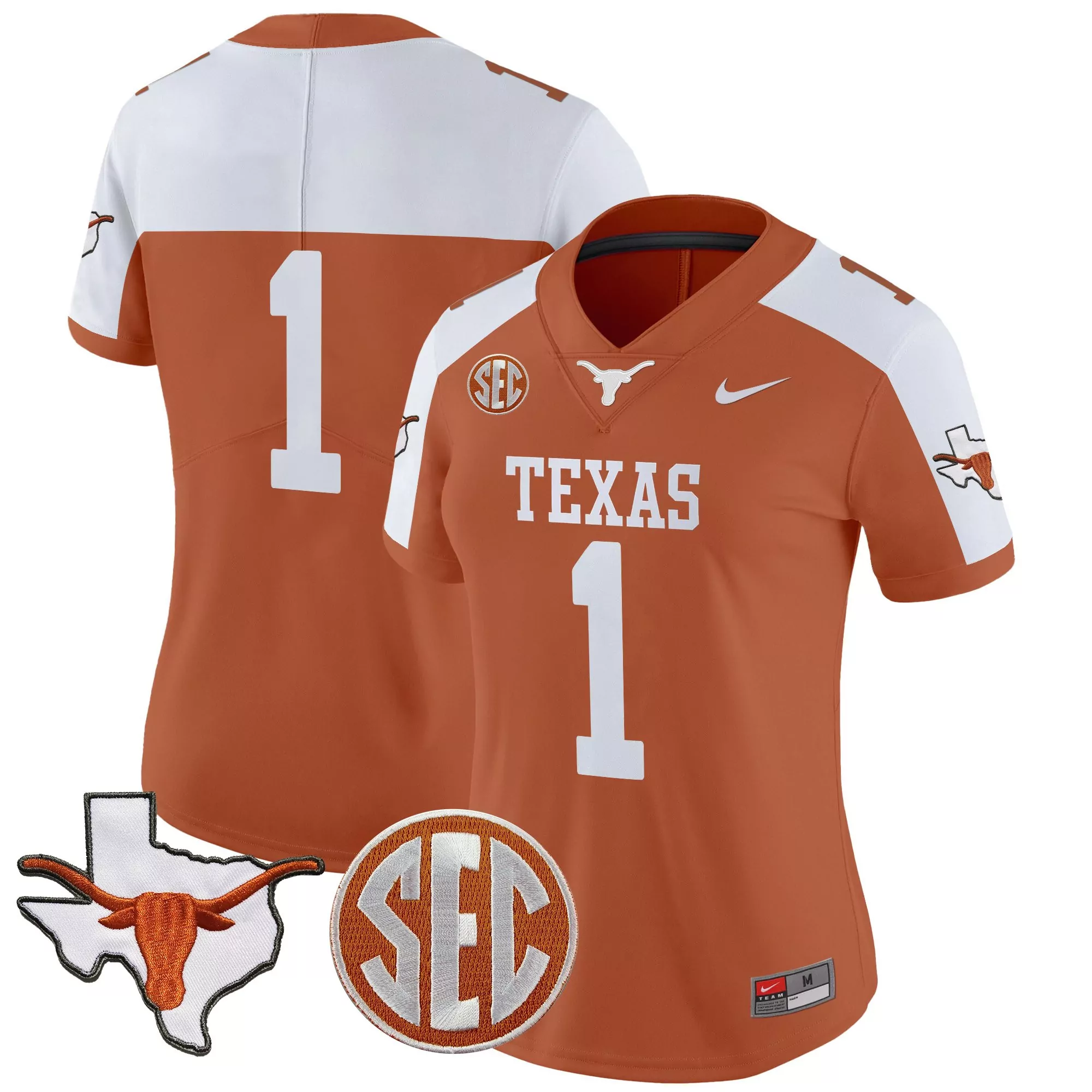 womens texas longhorns 2025 state map sec patch vapor limite 11