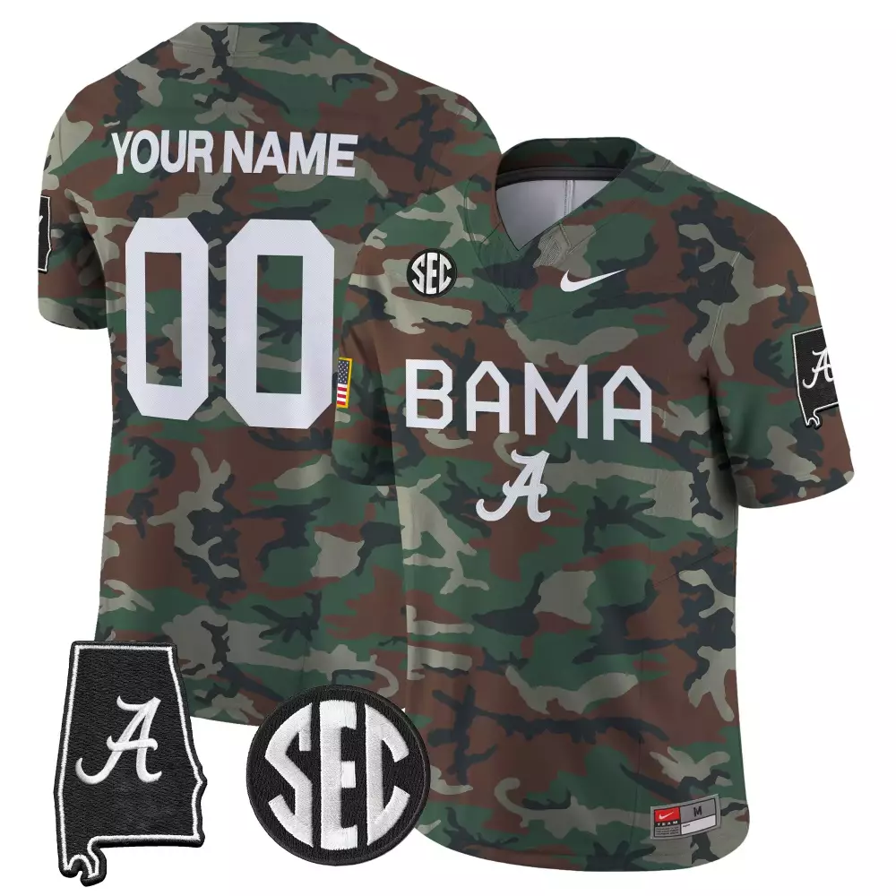 your name 00 alabama crimson tide 2024 military vapor limited stitched jersey camo