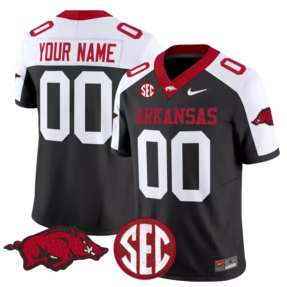 your name 00 arkansas razorbacks vapor limited custom jersey all stitched black 2023