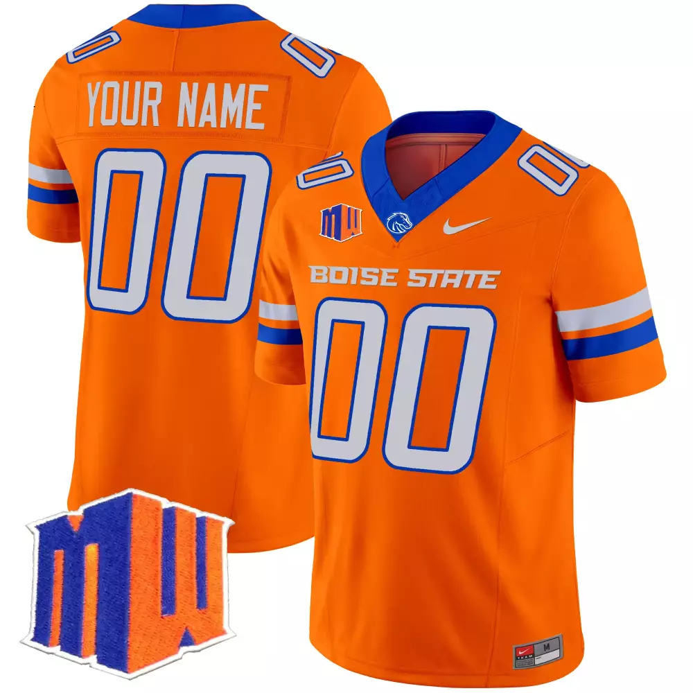 your name 00 boise state broncos orange vapor stitched jersey with mw patch 2025