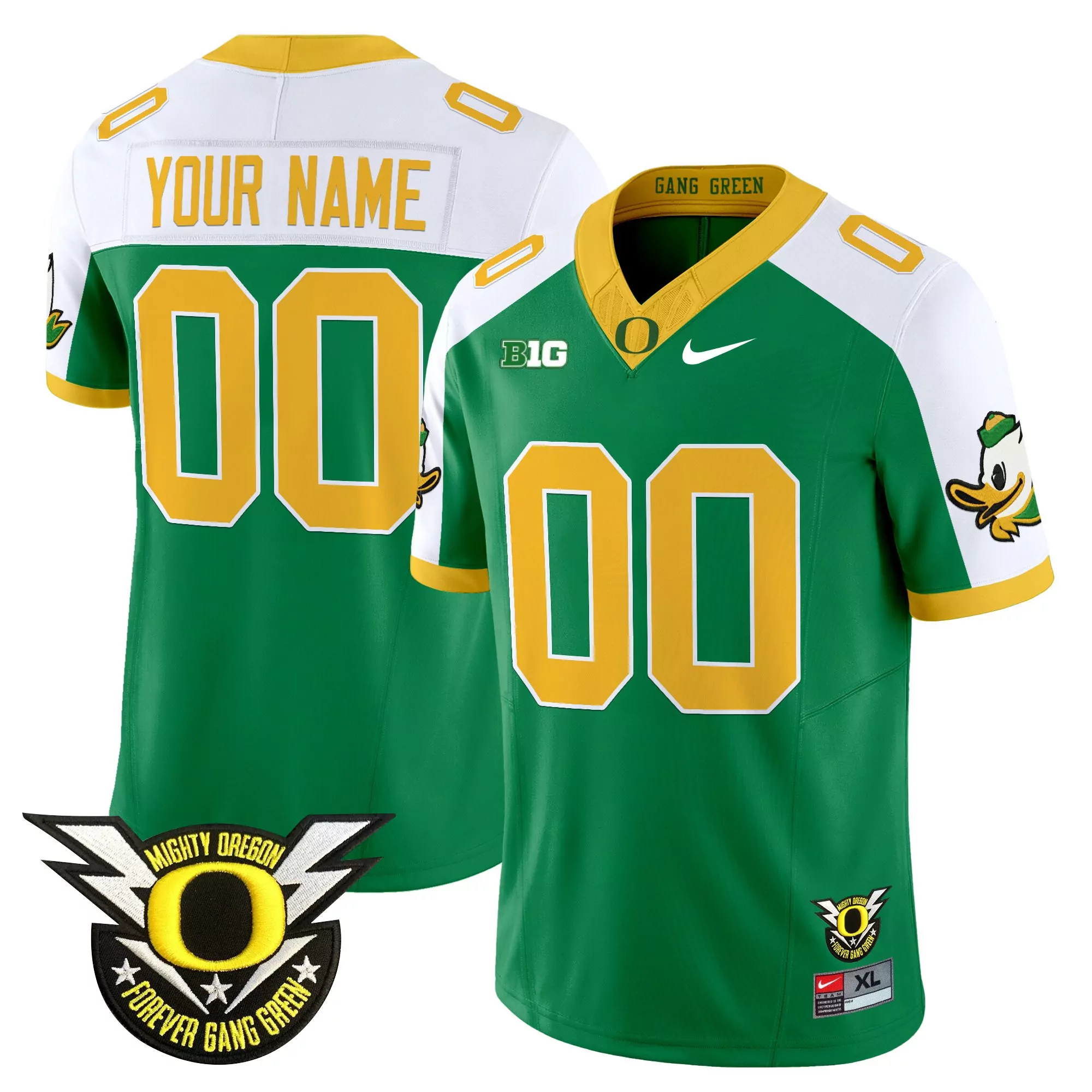 your name 00 men s stitched vapor jersey oregon ducks gang green 2024 patch edition