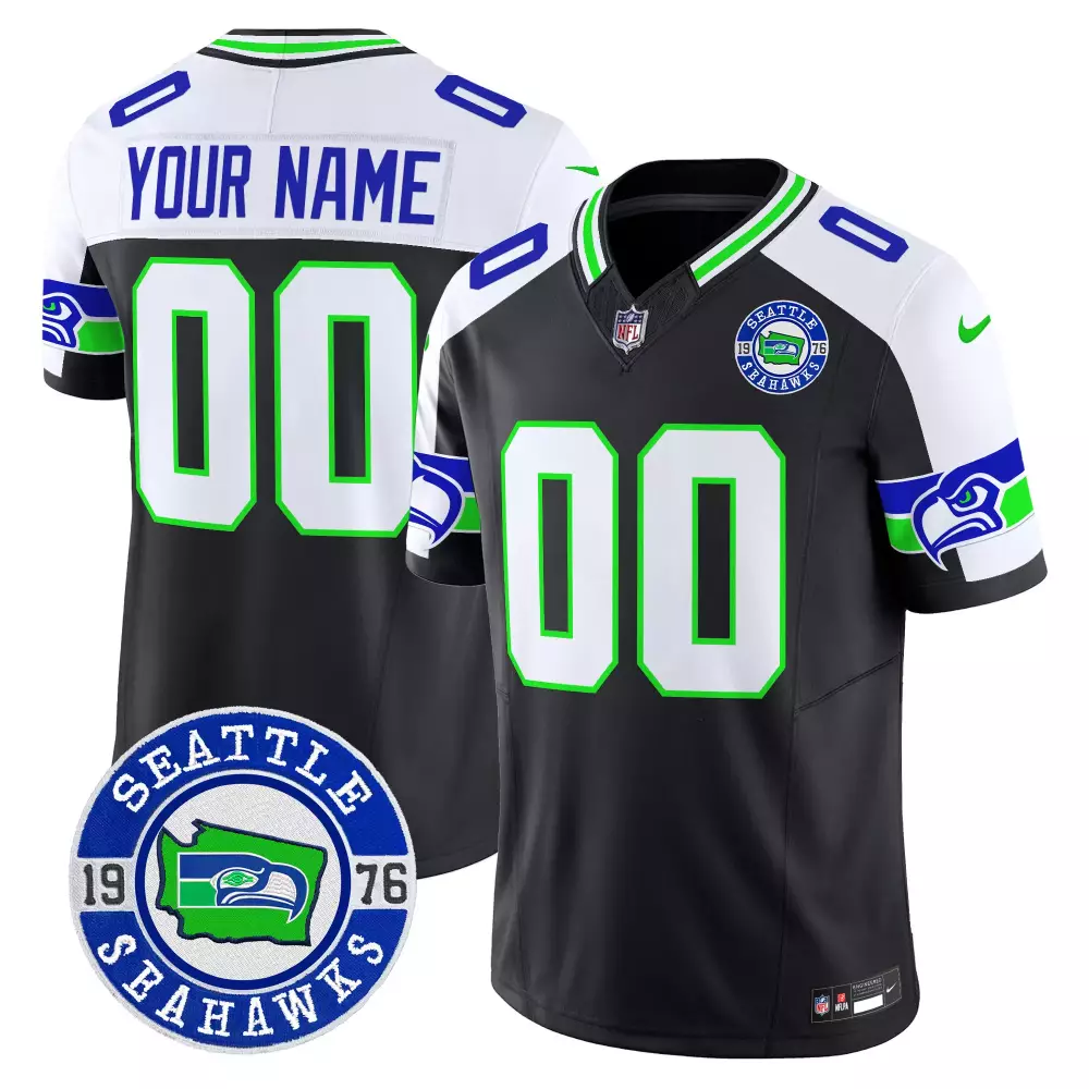 Your Name 00 Seattle Seahawks Stitched Jersey White 50Th Anniversary 2022 Men'S Style Name Patch