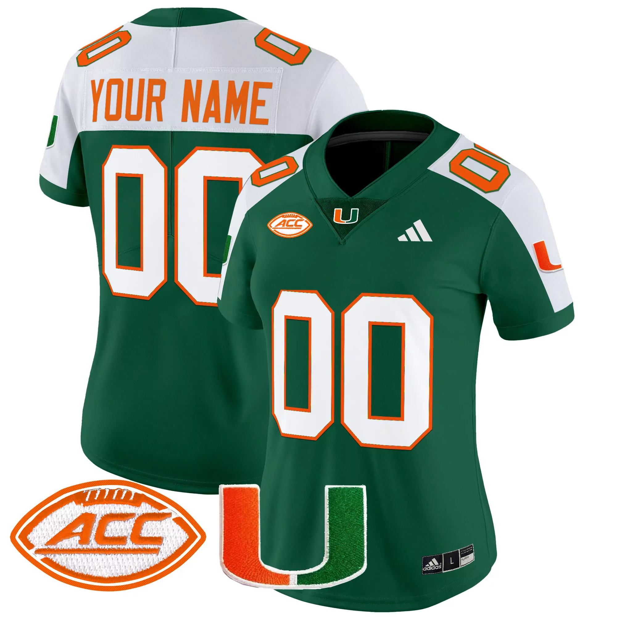 your name 00 women s miami hurricanes 2025 vapor limited custom jersey all stitched acc patch