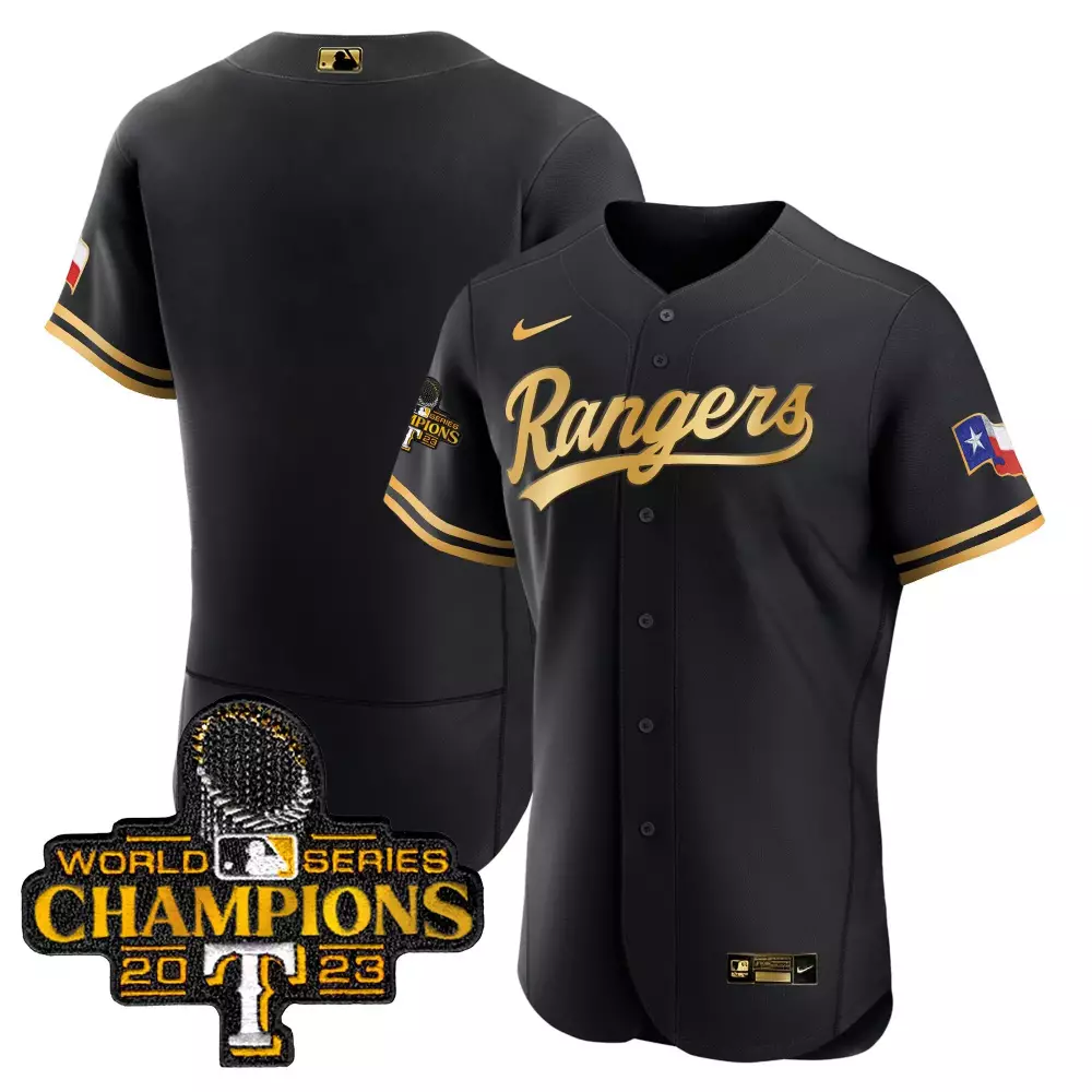 Texas Rangers 2023 Vapor Jersey | All Stitched Black Gold Edition | For Men, Women & Youth