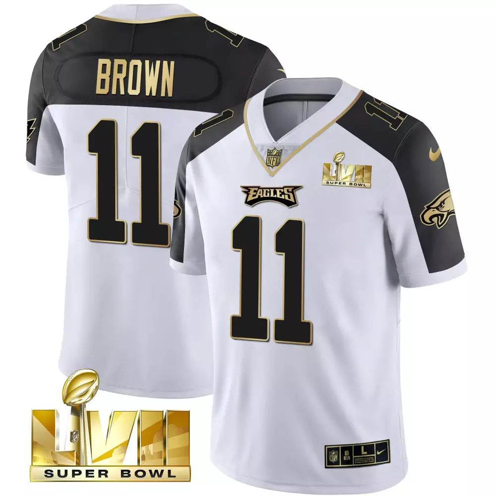 a j brown 11 philadelphia eagles 2023 men s stitched vapor jersey black fly eagles fly