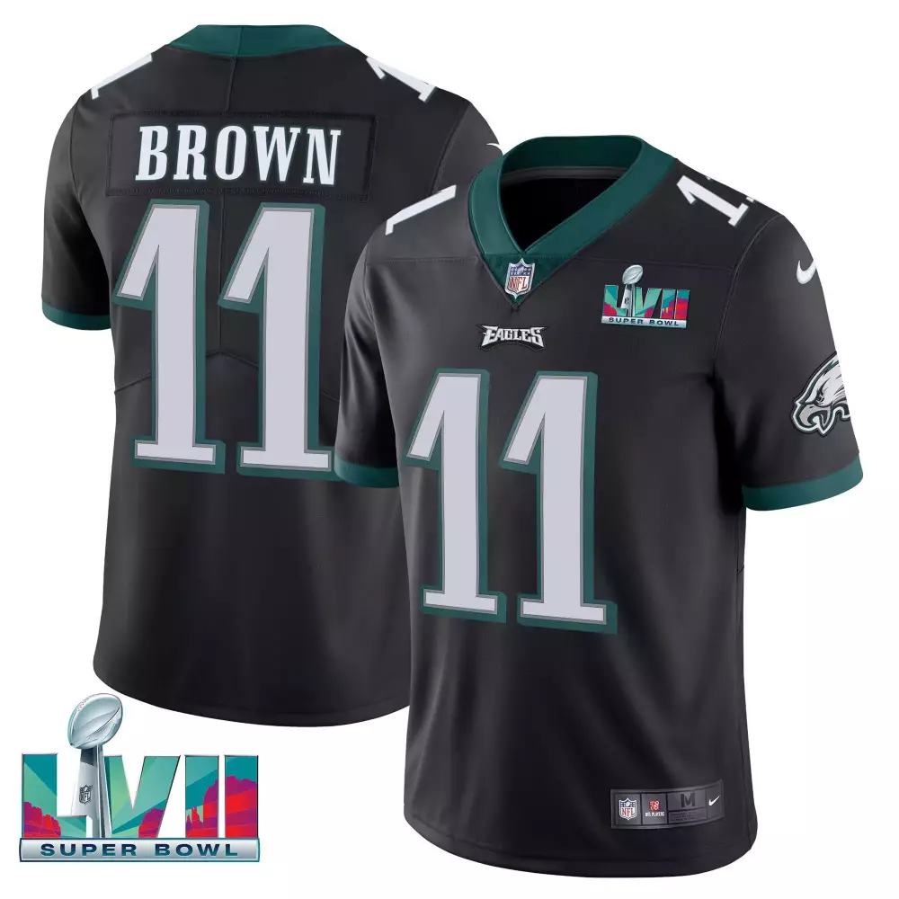 a j brown 11 philadelphia eagles 2023 men s stitched vapor jersey black fly eagles fly