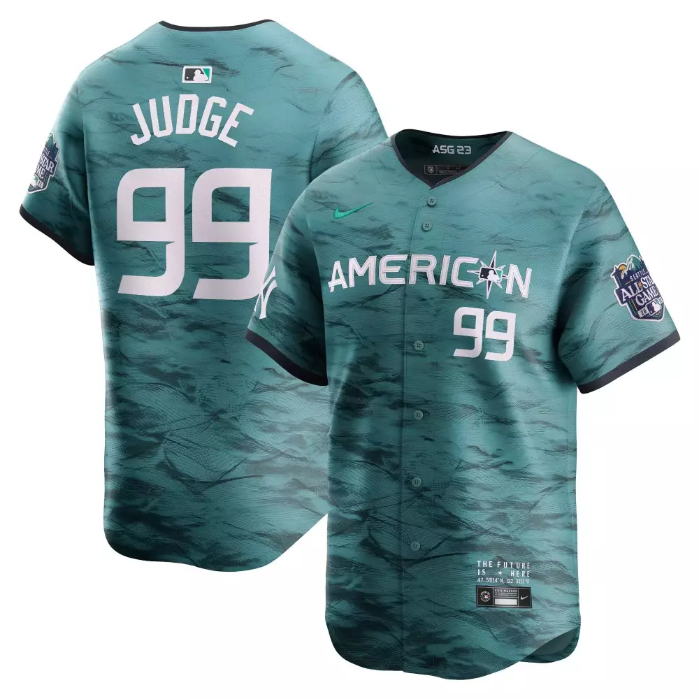 aaron judge 99 american league 2023 men s all stitched vapor jersey teal