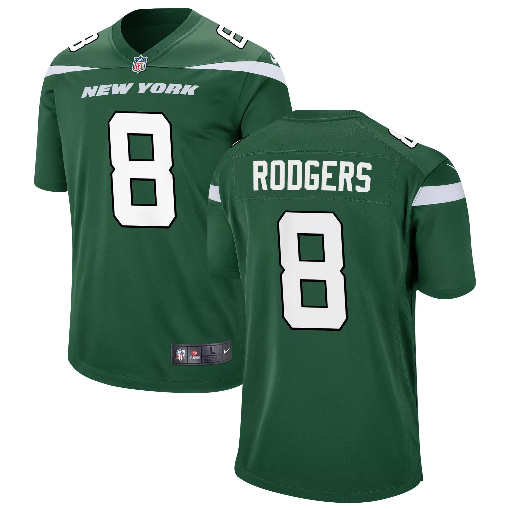 aaron rodgers 8 new york jets 2023 men s all stitched vapor jersey green