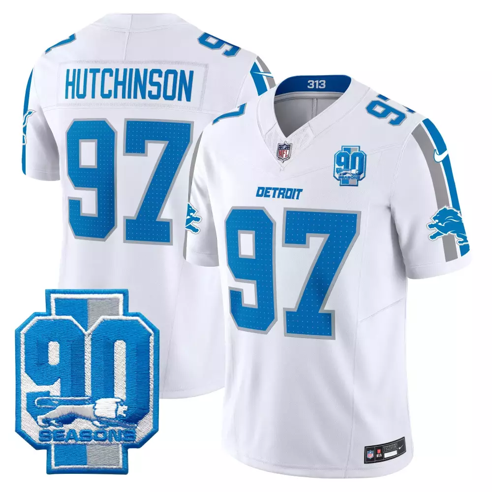 Aidan Hutchinson 2023 Detroit Lions Black 90 Seasons Edition Vapor Jersey | Stitched Fan Gear | For Men, Women & Youth