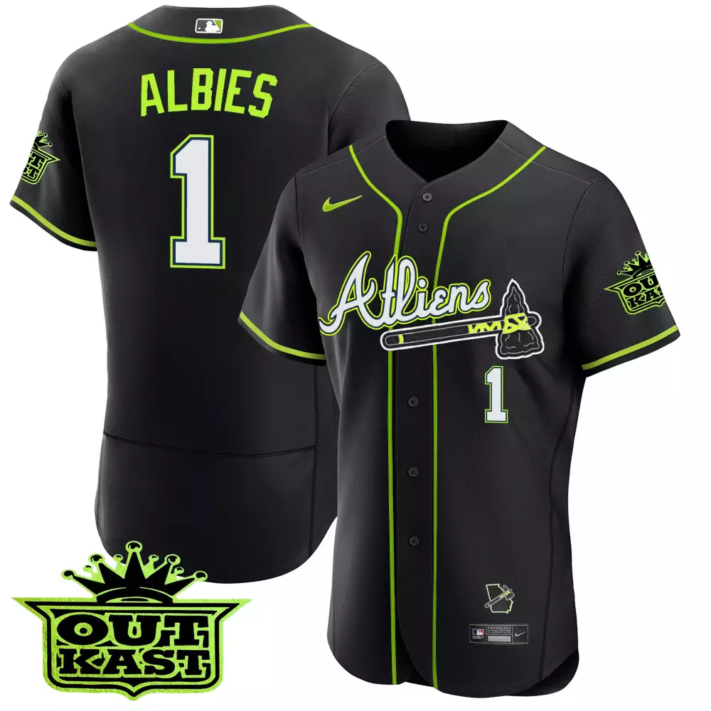 albies 1 atheliens 2023 men s all stitched vapor jersey black neon green outkast edition