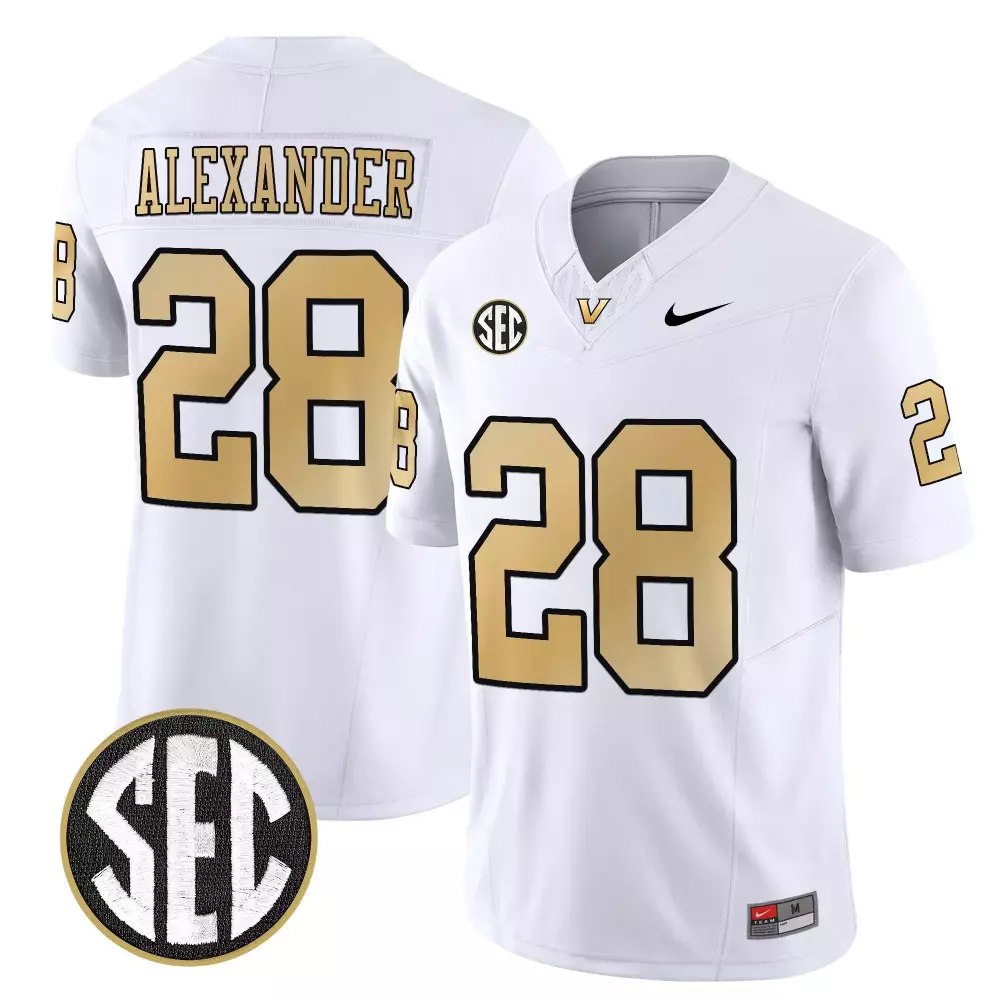 alexander 28 vanderbilt 2023 men s all stitched vapor jersey sec patch white