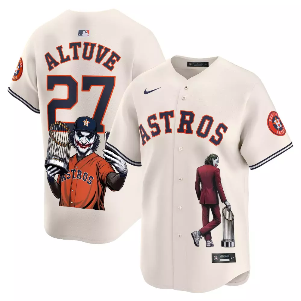 Altuve 27 Houston Astros 2023 Stitched Vapor Jersey | Cream Joker Design | Limited Edition Fan Gear | For Men, Women & Youth