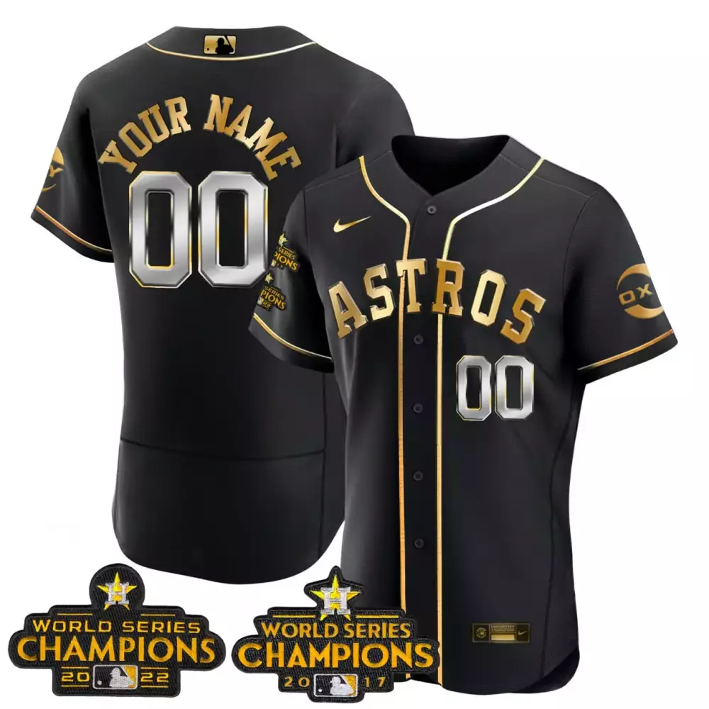 astros 00 custom black 2022 all stitched vapor jersey with world series champions patch