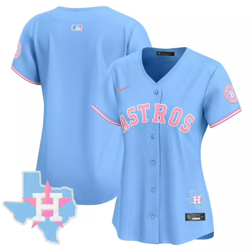 Astros Women's 2023 All Stitched Vapor Jersey | Light Blue with Texas Patch | Fan Gear for Women & Youth