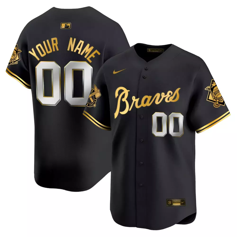 atlanta braves black all stitched custom jersey with name patch 2023 men s style