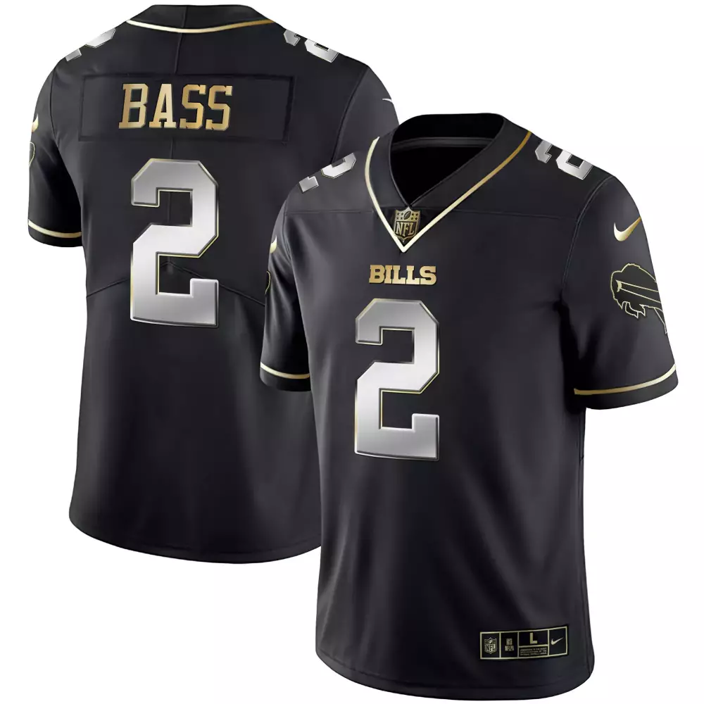 Bass 2 Buffalo Bills 2023 Black Stitched Jersey | Name Patch Edition for Men | Fan Gear